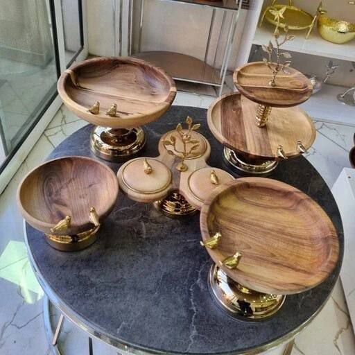 ست 5 تیکه پذیرایی چوبی گنجشک (عمده و تک)