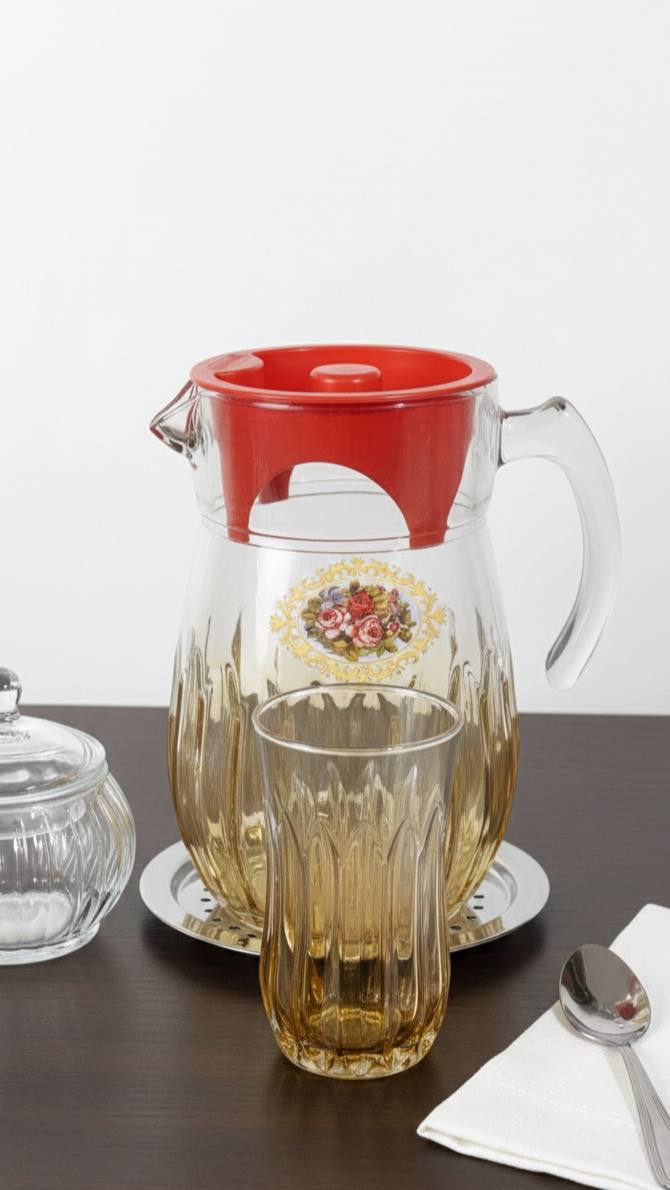 پارچ ولیوان فرچیا گل رز ( عمده)