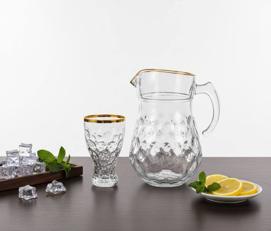 پارچ و لیوان ملانی لب طلا ( عمده)