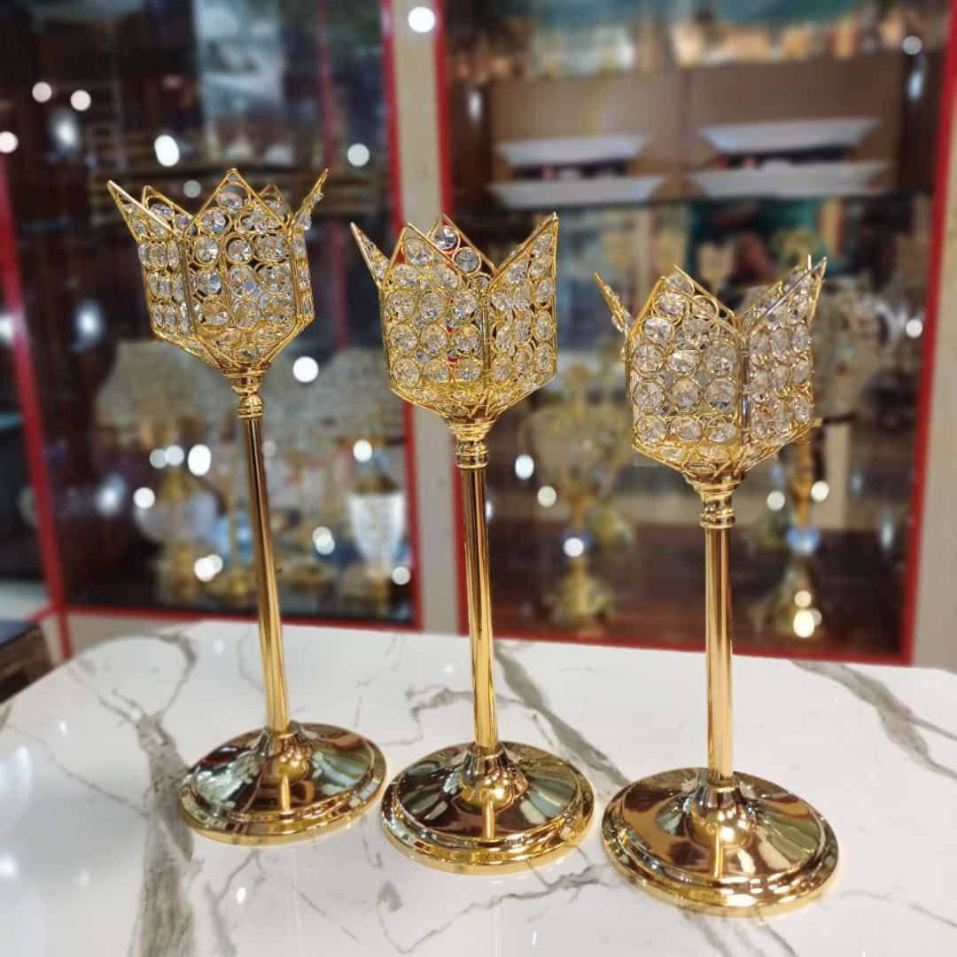 جاشمعی 3 سایز نگین دار طرح لاله