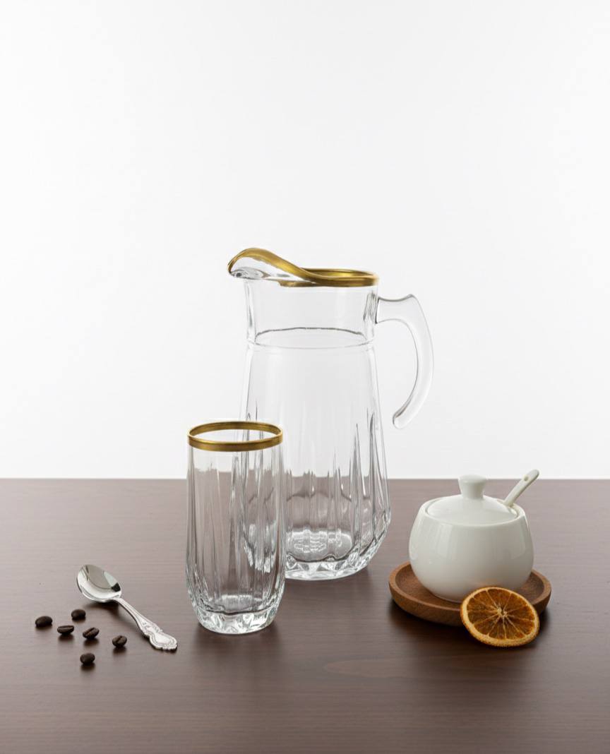 پارچ و لیوان مودنا لب طلا ( عمده)